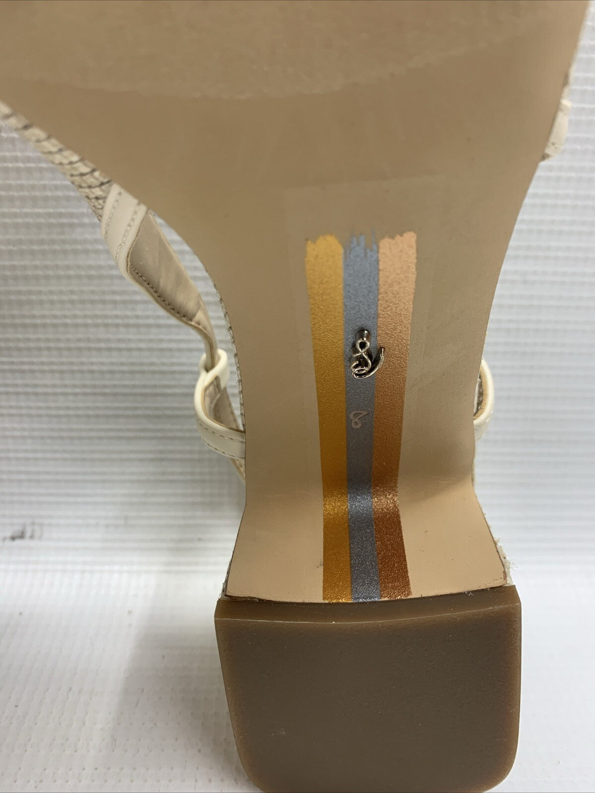 Sam Edelman Women Tracie Heel Size 8M Natural Weave Squared Toes Slingback Strap