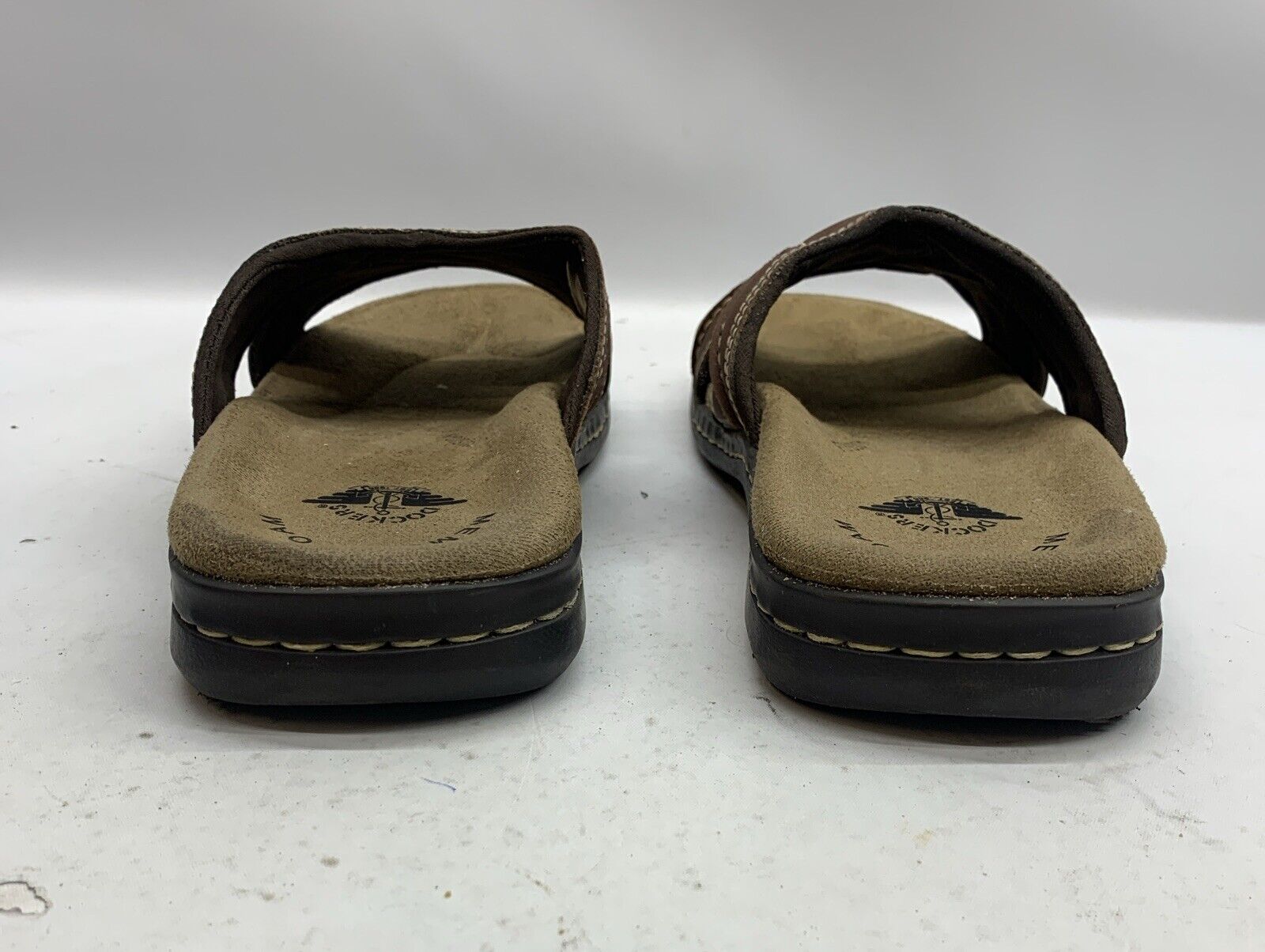 Man's Sandals Dockers Sunland 9W Brown Open Toe 90-21397 Slip On Casual Slide
