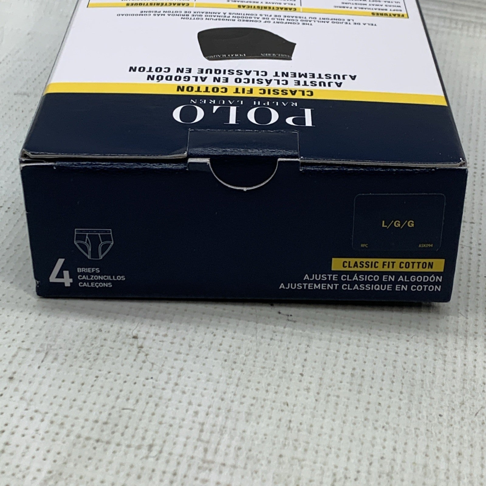 Polo Ralph Lauren Classic Fit Cotton Briefs Underwear Breathable Size L - 4 Pack