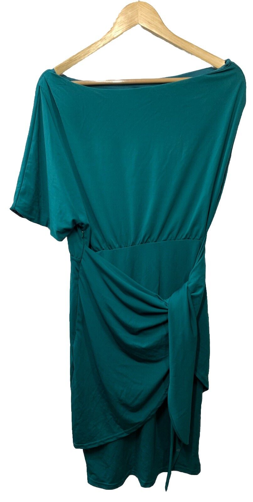 GRACE KARIN Women's One Shoulder Cocktail Dress Turquoise S Ruffle Short Sleeve