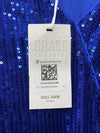GRACE KARIN Womens Sequin Tops 3/4 Sleeve Glitter Sparkly Shimmer Size S Blue