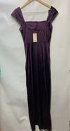 Popilush Women's Long Maxi Dress Shapewear Bodycon Ruched High-Slit Purple Large