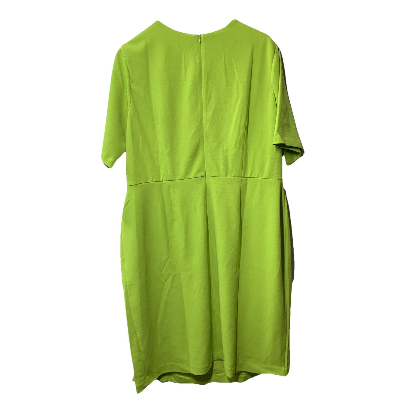London Times Women's Short Sleeve Knee Length Crew Neck Side Button Green 18W