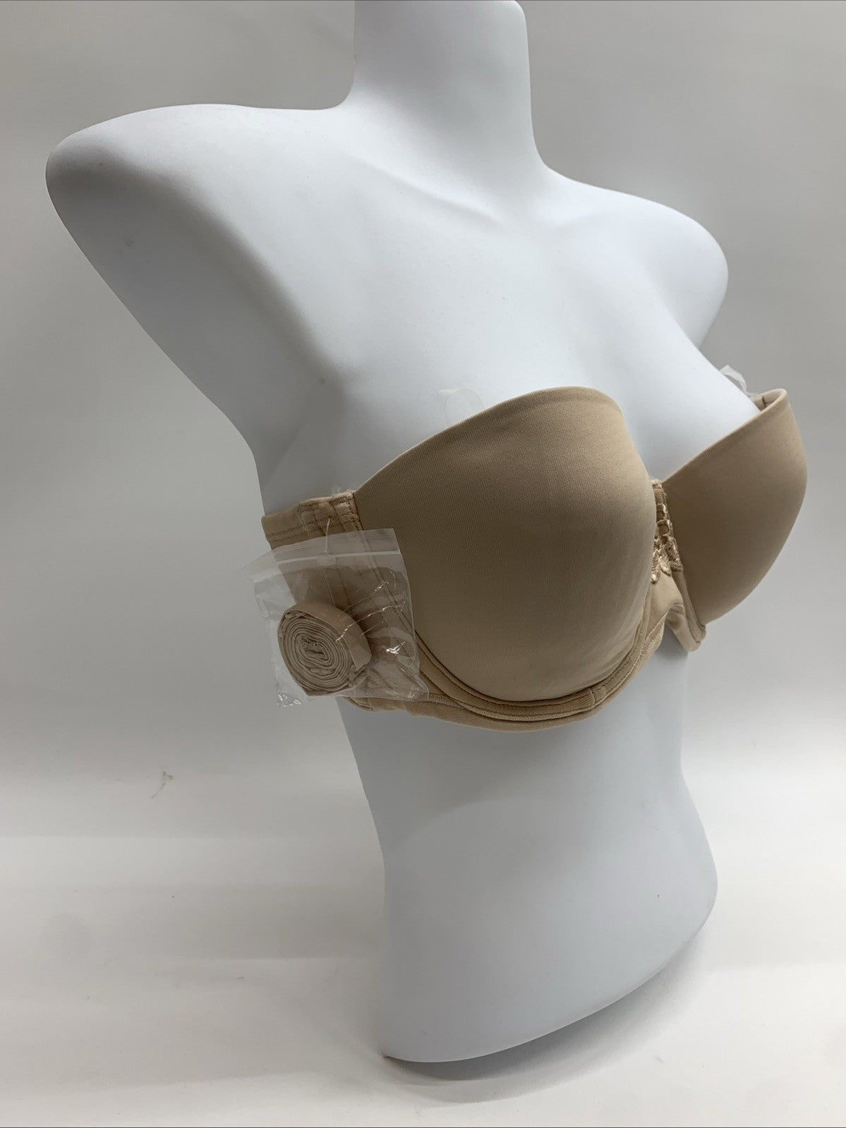 Vanity Fair Beauty Back Strapless Bra 74380 34B Beige Lightly Lined 4-Way Stretc