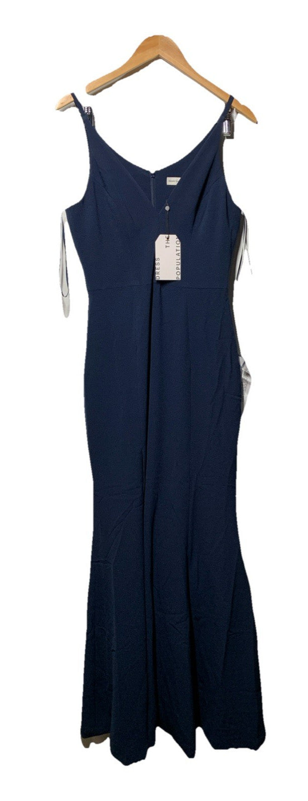 Dress The Population Iris Spaghetti Strap Plunging Long Dress Size M Dark Blue