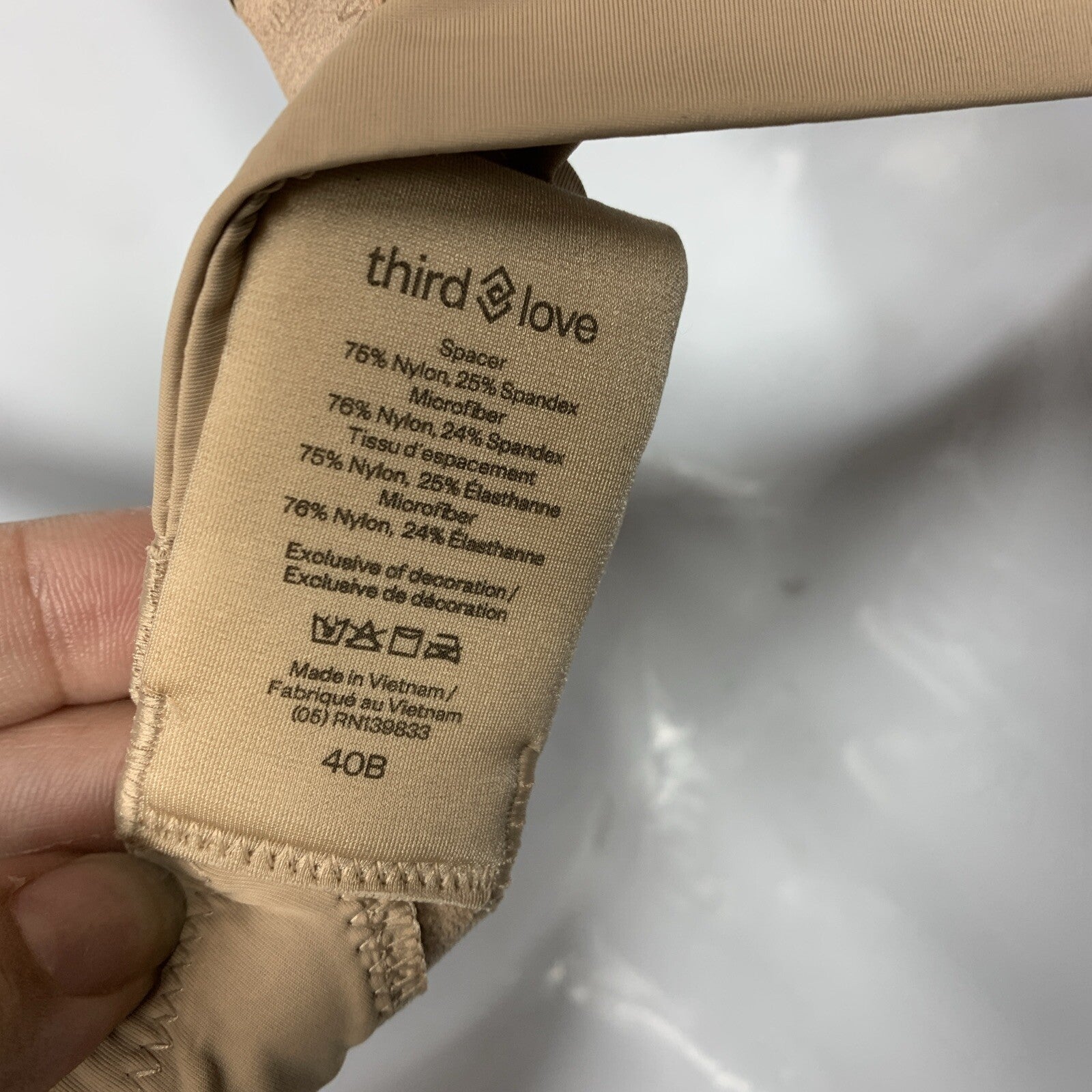 ThirdLove Classic Unlined Bra 40B Warm Taupe T-Shirt Bra Underwire Everyday Comf