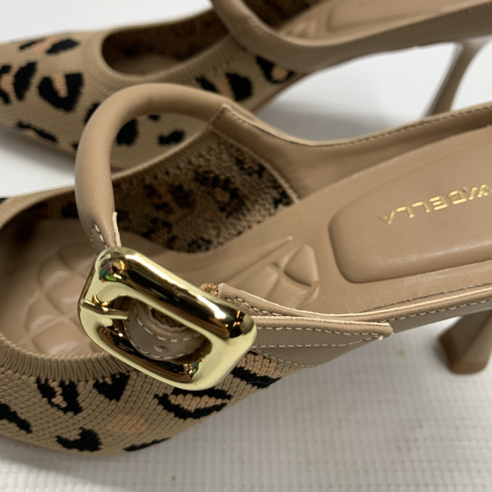 Newbella Mousse FIT Women's Pointed Toe Heel Sandals Mules Shoe Leopard Print 8