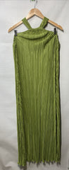 Petal and Pup TF9166-2-PPX Women's Melody Plisse Halter Maxi Dress Olive Size M