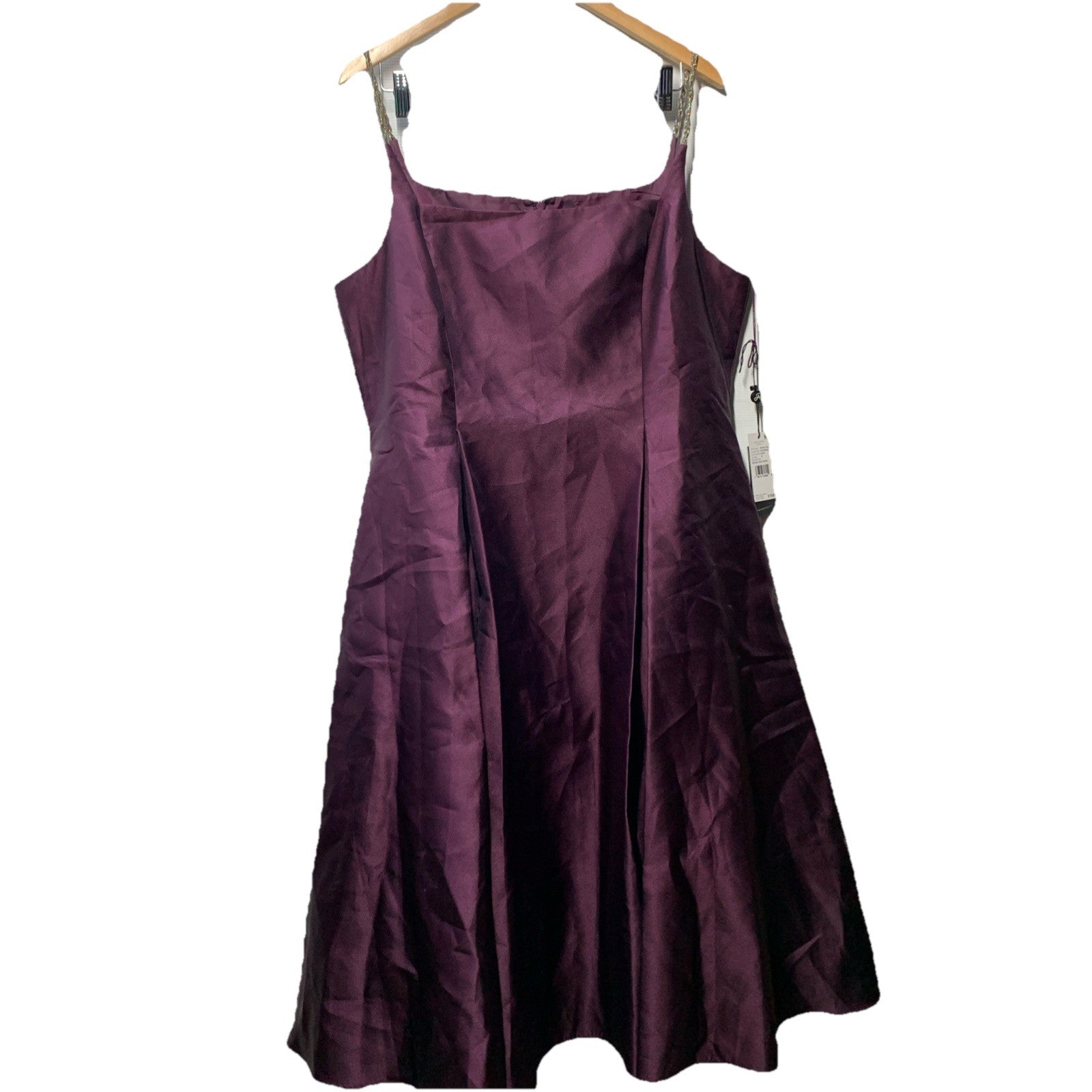 Adrianna Papell Women's Mikado Square-Neck Fit & Flare Party Midi Dress Size 18