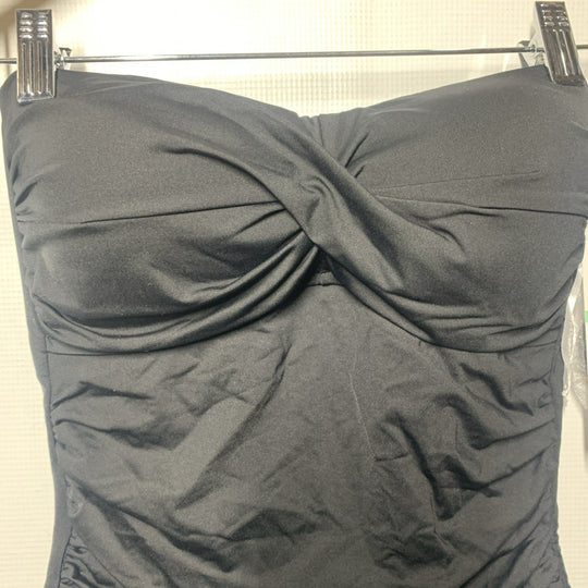 Anne Cole MYM000501 Women's Twist Front Shirred One Piece Swimsuit Black Size 8