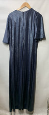Tahari Knot-Front Elbow-Sleeve Metallic Jersey Long Gown Dress Navy Size 22W