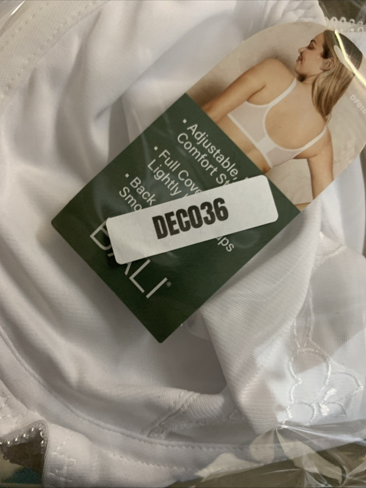 Bali 0180 Flower Bali Underwire Bra 36D White Full Coverage Lightly Lined Cup