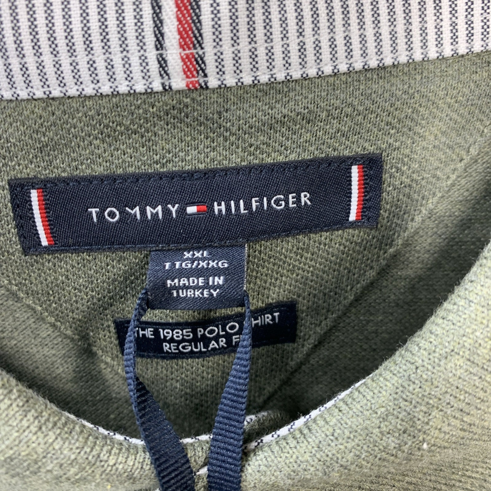 Tommy Hilfiger Long Sleeve Polo Shirt Collar Men's Regular Fit 1985 Green XXL