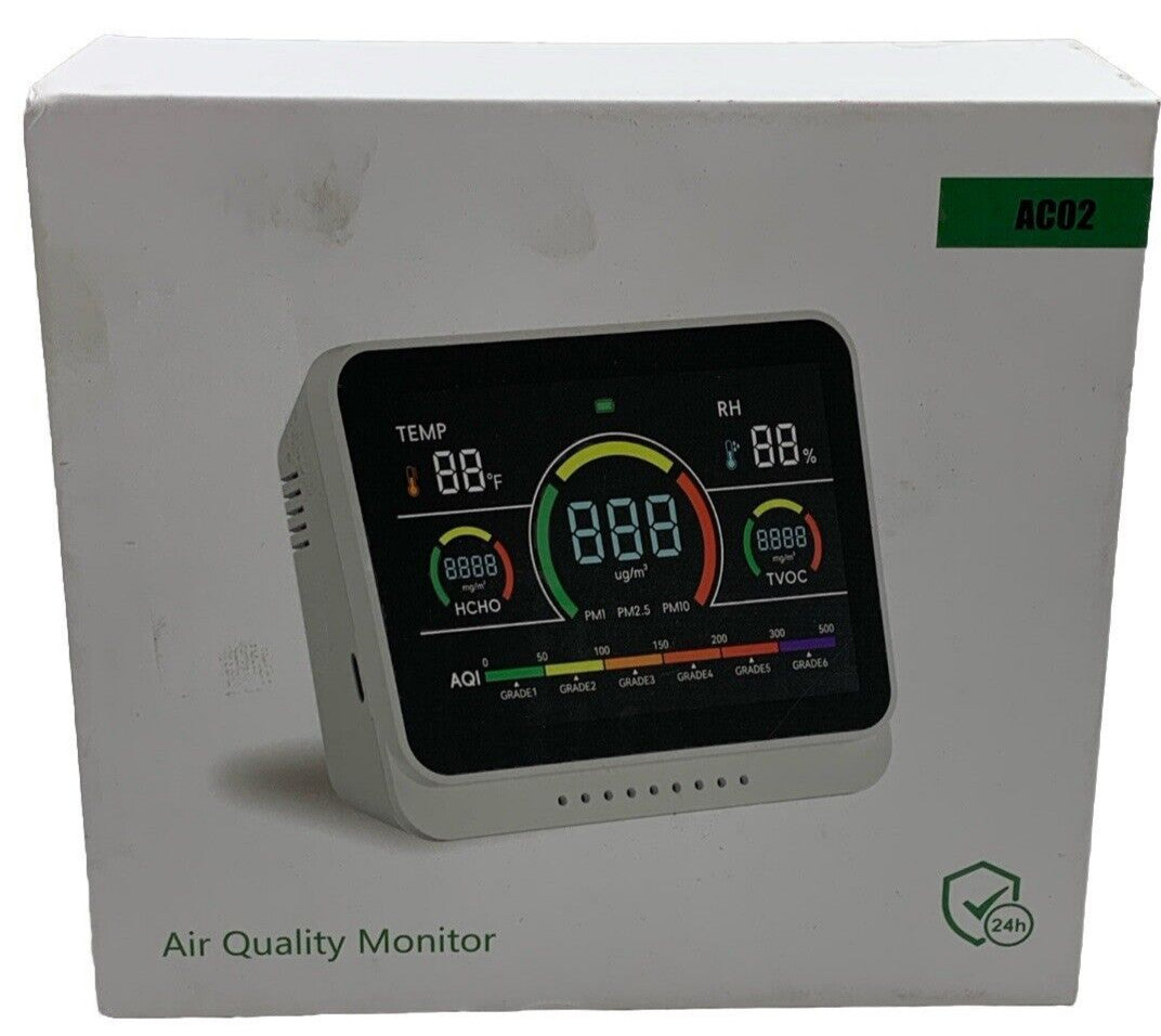 Air Quality Monitor AC02 Type-C Indoor Home 13-in-1 PM1/PM2.5/PM10/TVOC/ Black