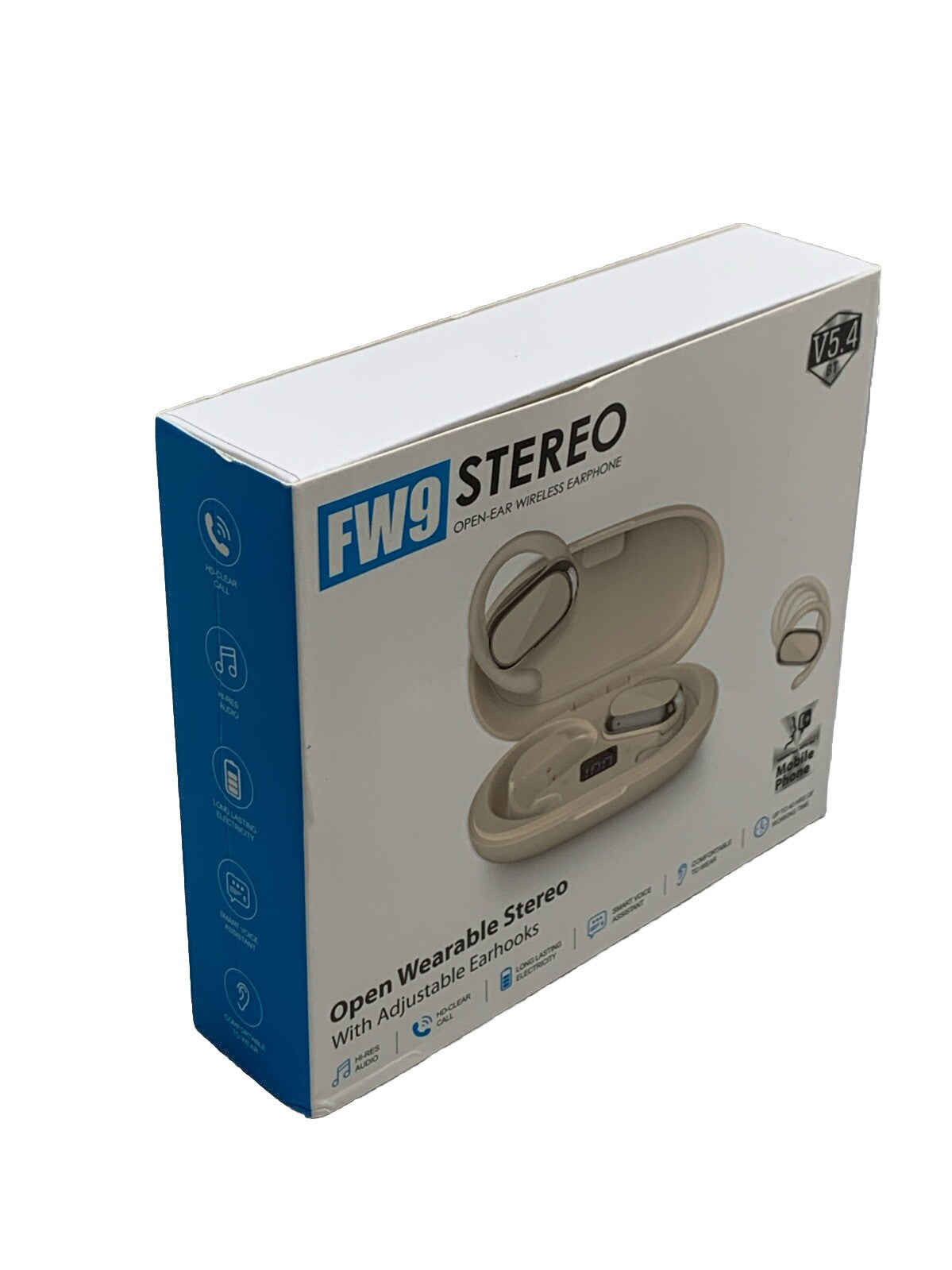 FW9 STEREO Open Ear Wireless Earphone with Adjustable Earhooks Blaze Orange