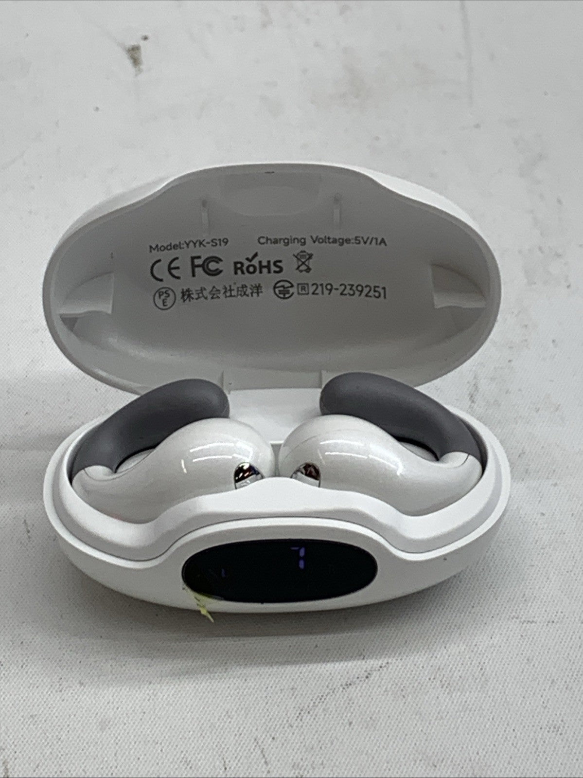 Open Ear Clip On Headphones Bluetooth 5.3 Wireless Earbuds YYK-S19 4HD Mic White