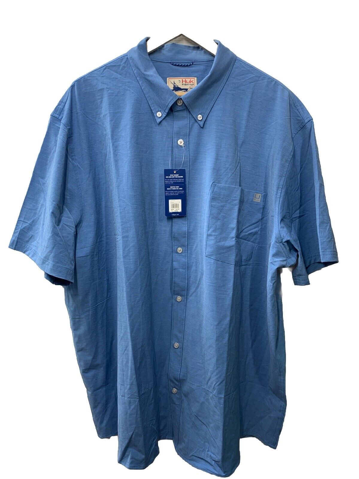 Huk Men’s Large Kona Solid Short Sleeve Button Up Performance Shirt - Size 3XL
