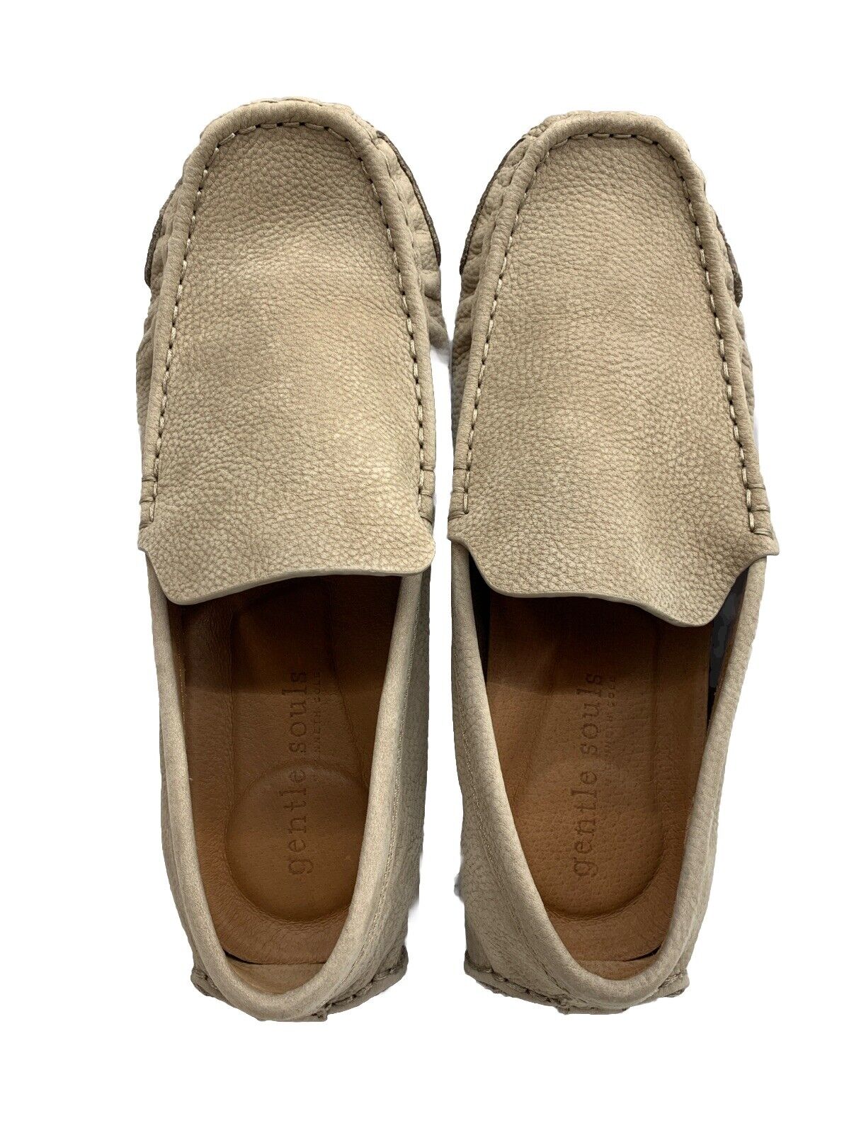 Gentle Souls by Kenneth Cole Mateo Beige Suede Drivers Size 11 Mens Shoe Slip-on