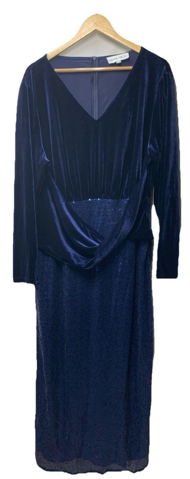 Hanna Nikole Women's Plus Size Velvet Side Slit Sequin Dress V Neck - Size 20W