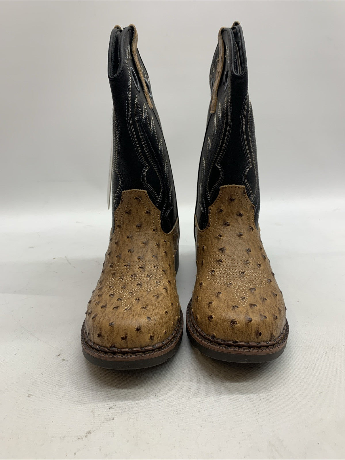 Rollda Kids Cowboy Boots Boys Girls Square Toe Mid Calf Rodeo Western Boots 3