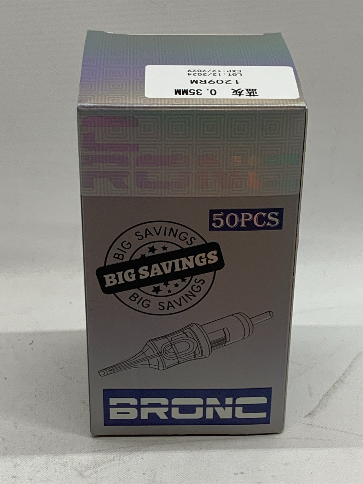 BRONC 50PCS Tattoo Cartridge Needles 1209RM 0.35MM E Professional Tattoo Equipme