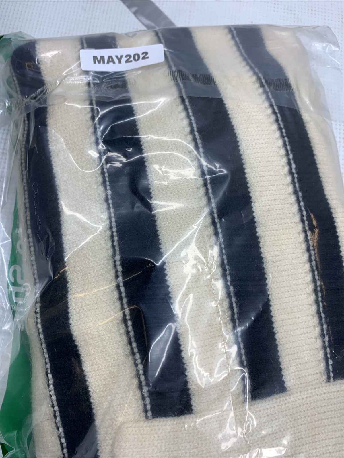 GRACE KARIN Striped Cap Sleeve Knit Sweater Crop Top Oversized Off White/Black L