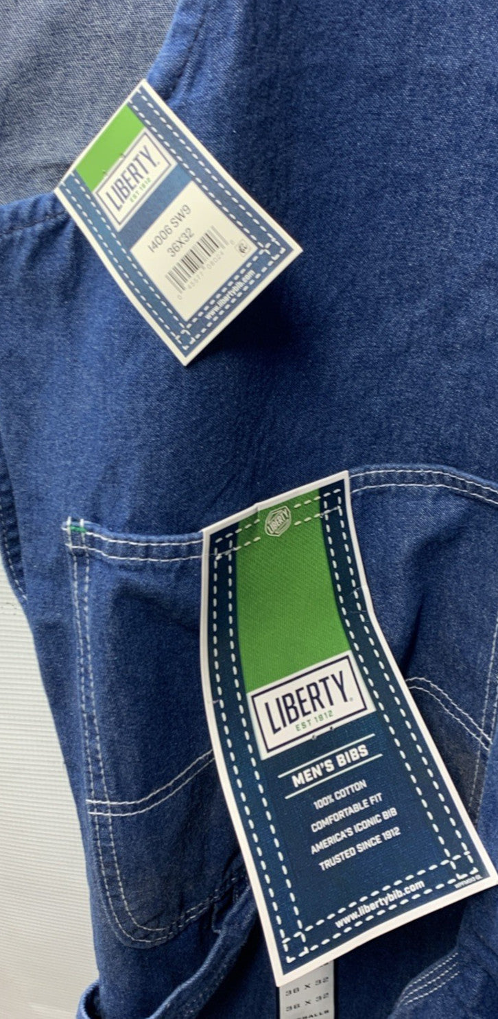 Liberty Bib Overalls Blue Denim Carpenter Workwear Pants Jeans Men's Size 36x32
