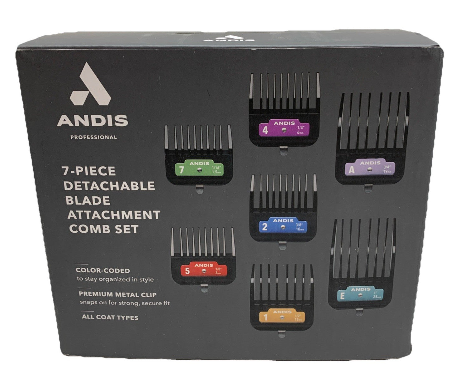 Andis Professional 7-Piece Detachable Blade Attachment Comb Set All Coat Types