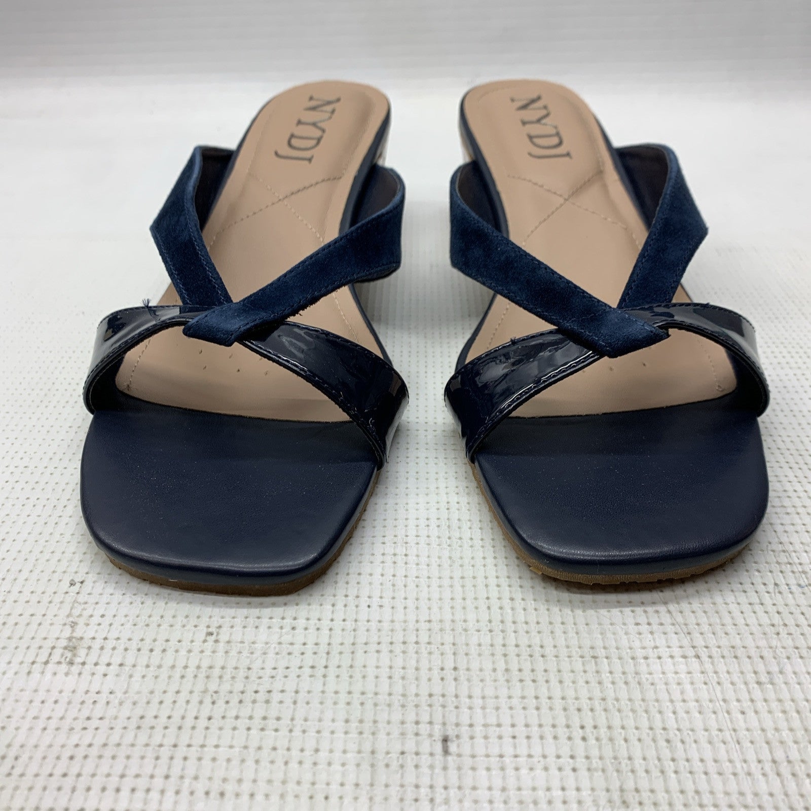 NYDJ Womens Contessa Suede Wedge Sandals Navy Size 10M Slip-on Open Toe Suede