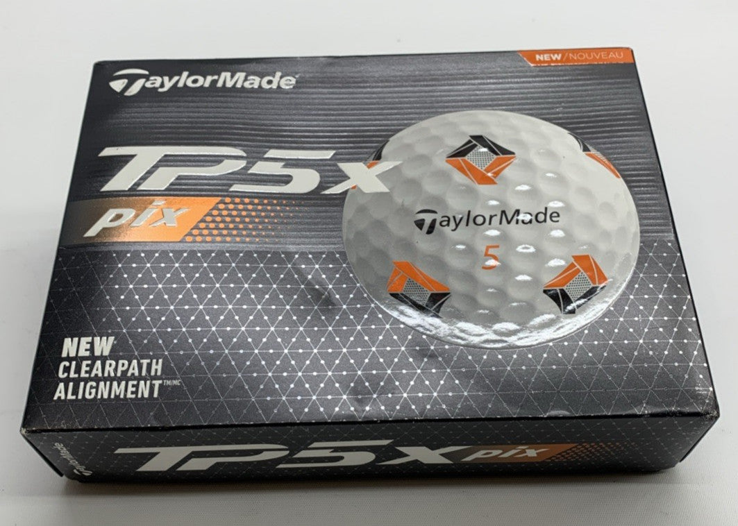 TaylorMade TP5 One Dozen Golf Balls New Clearpath Alignment White Black Orange