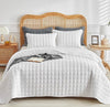 Waffle Weave Quilt Set King Size, Soft Lightweight Summer Classic Checkered