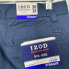 IZOD Mens Flat Front Non Iron Max Straight Fit Chino Jeans Blue 30x32 Long Pants