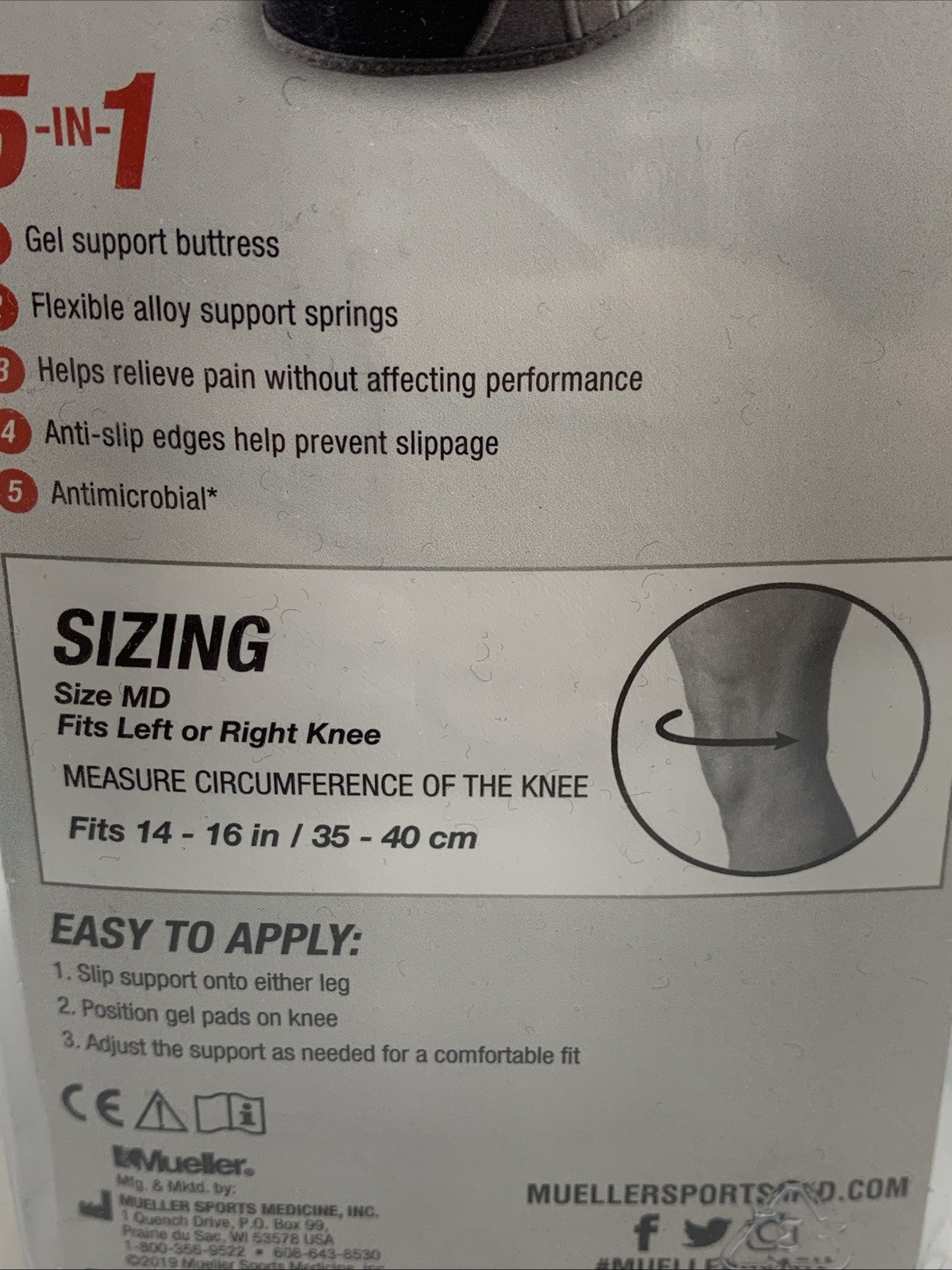 Mueller Hg80 Knee Support for Weak Injured Arthritic Knee Joints Medium Black