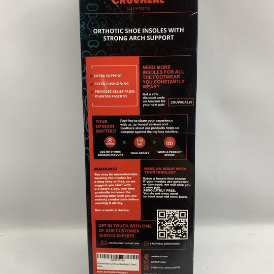 Cruv Heal Professional Strong Arch Support Insoles Orthotic 200 Lb+ Green Size L