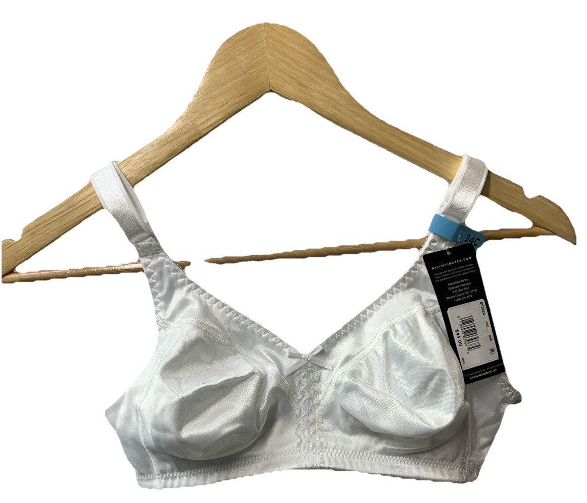 Bali Women's 34C Stay In Place Double Classic Support Wire-Free Bra White DF3820
