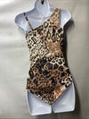 Beyond Control Women Brown Multi Mesh Animal-Print One-Shoulder One-Piece Size 6