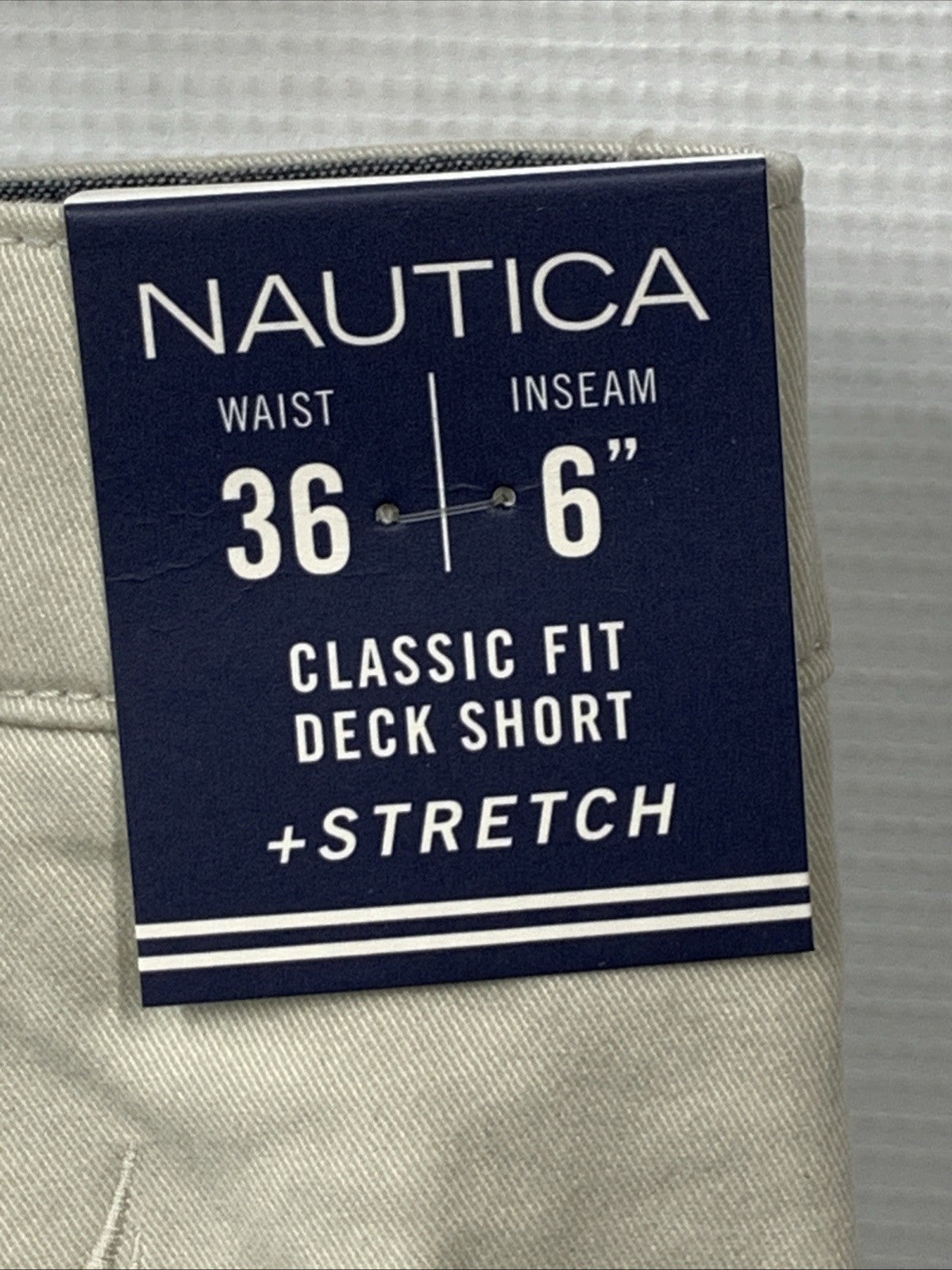 NAUTICA Stretch Twill Classic Fit Performance Deck Shorts Stone 36Wx6L B81003