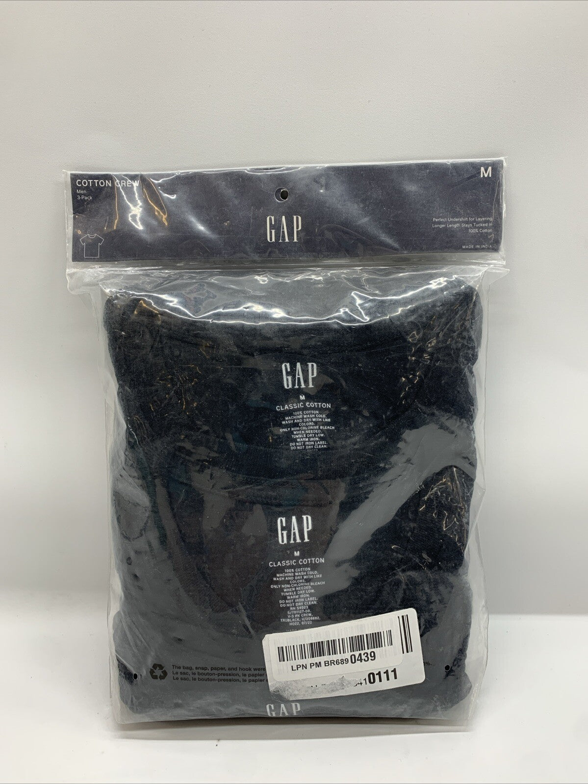 GAP Classic Cotton Crew Jersey Shirts Size Medium Black Short Sleeve - 3 Pack