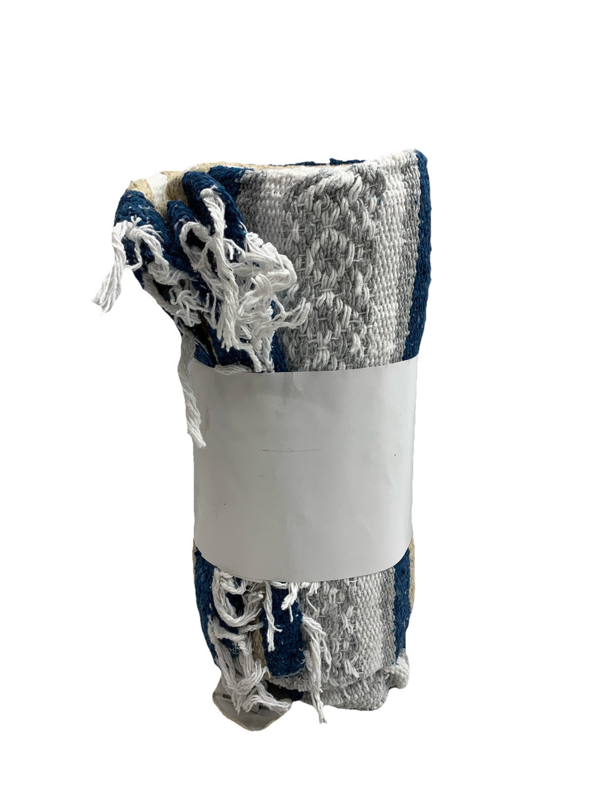 Navy/Tan Mexican Blanket by Laguna Beach Textile Co - Beach, Yoga, Camping,