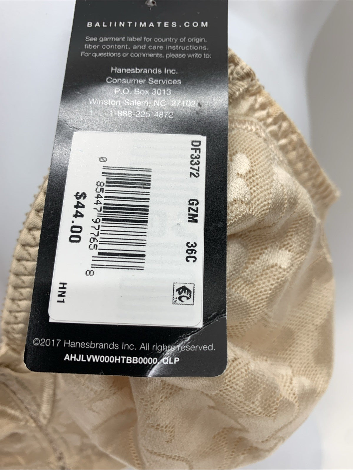 Bali Bra Womens 36C Beige Wireless Classic Support DF3372 Cool Comfort Fabric