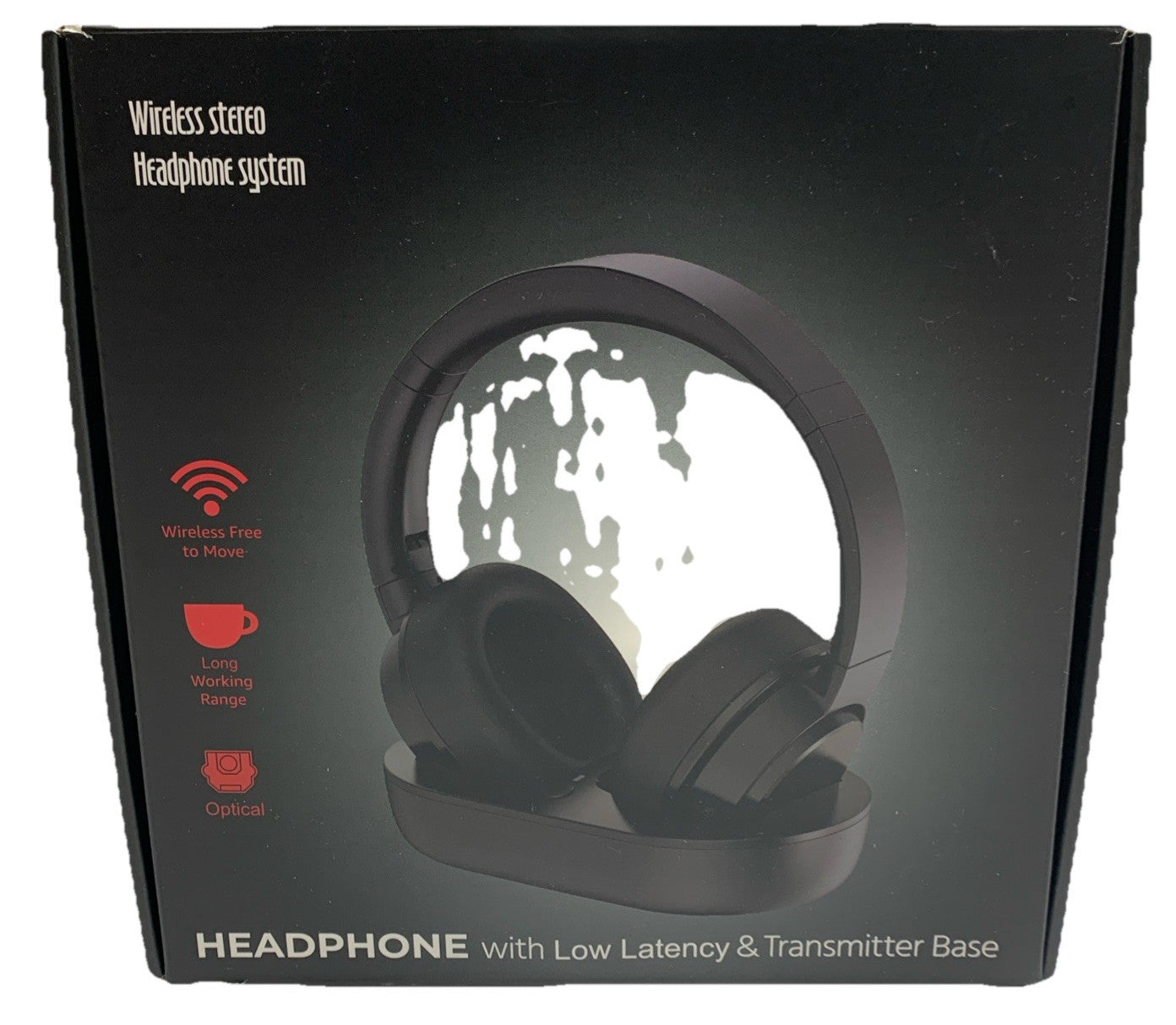 Wireless Headphones Black 4 TV Watching TV with Low Latency & Transmitter Base