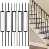 (12) Wrought Iron Balusters Hollow Single Rectangular & Straight Iron Spindles