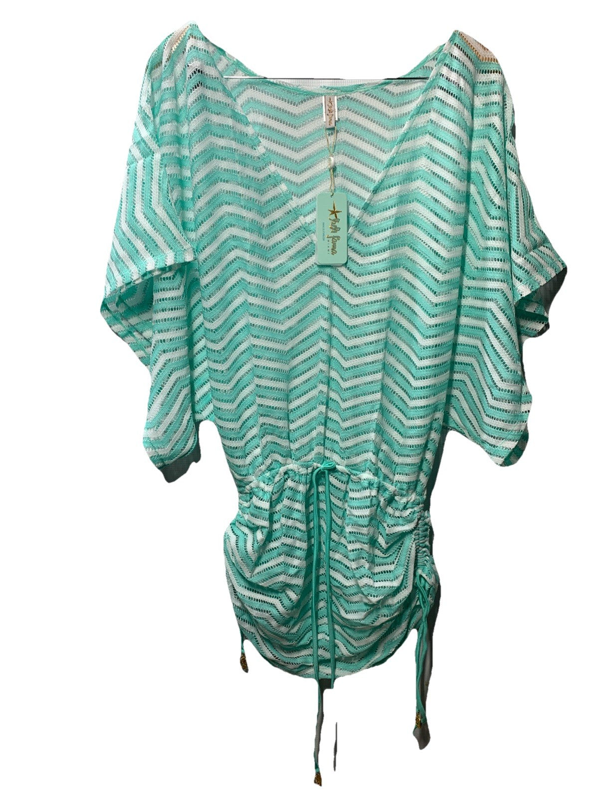 LULI FAMA Miami Chevron print Cabana V-neck Swimsuit Cover-up Beach Size Small