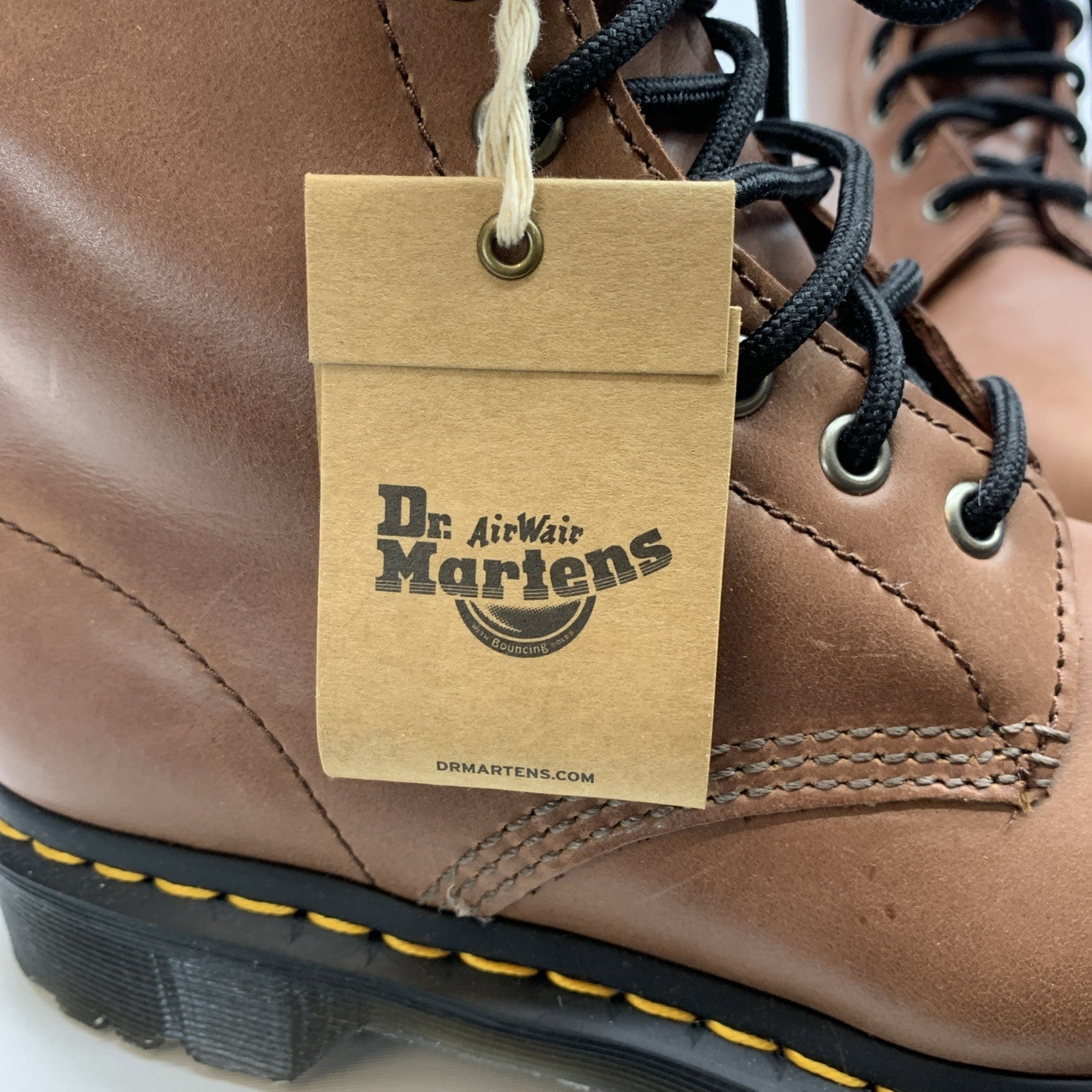 Dr Martens Air Wair Serena 1460 leather Faux fur lined Combat Boots Size 8 Lace