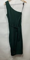 Hanna Nikole Women Size 12W One Shoulder Bodycon Wrap Cocktail Party Dress Green