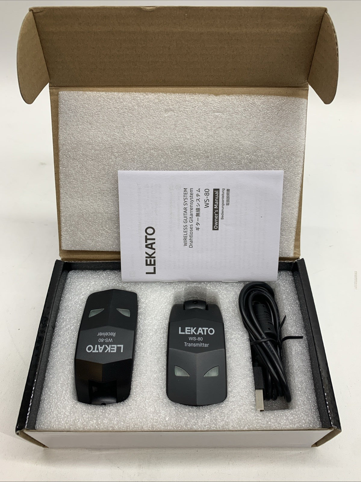 LEKATO 2.4Ghz Wireless Guitar System with 4 Channels Wireless Transmitter Rec