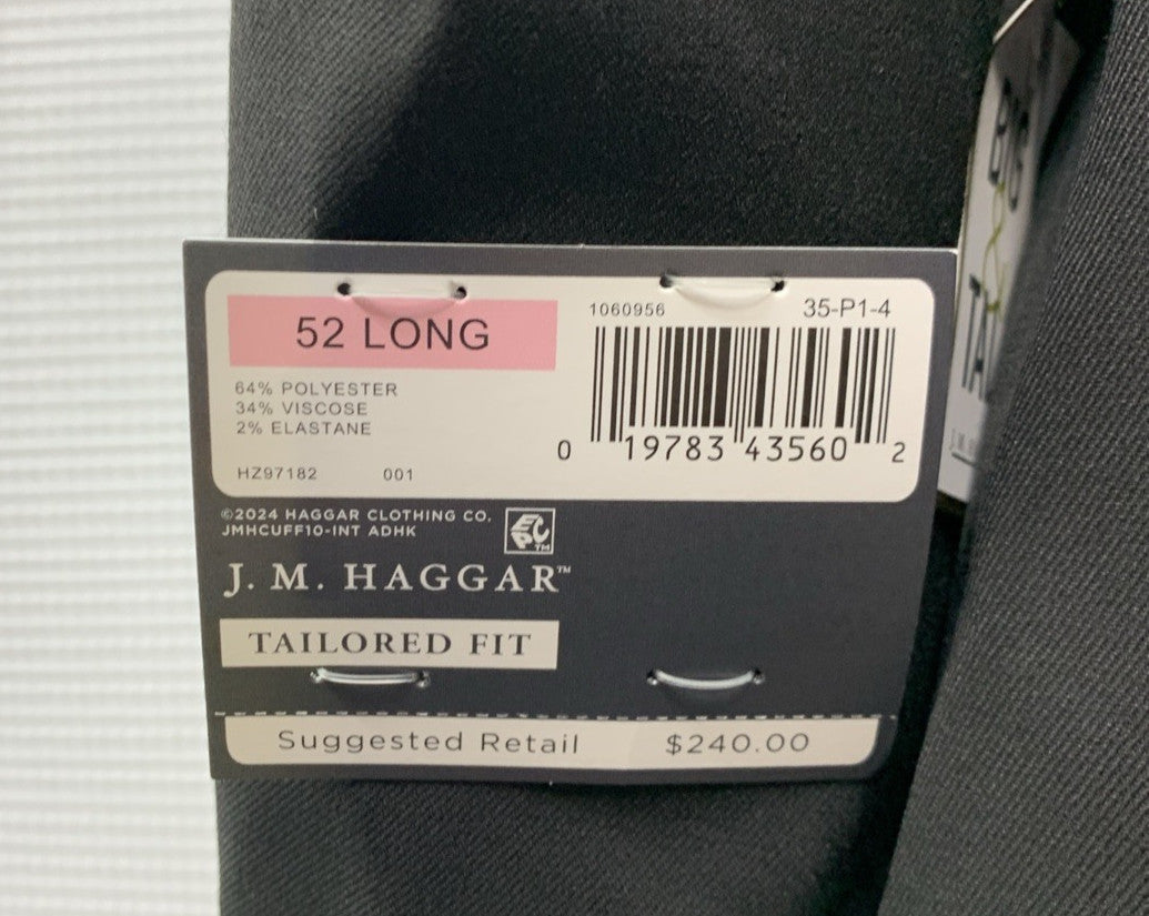 Haggar Mens JMH Premium Stretch Jacket Tuxedo Tailored Fit 52L Black Long Sleeve