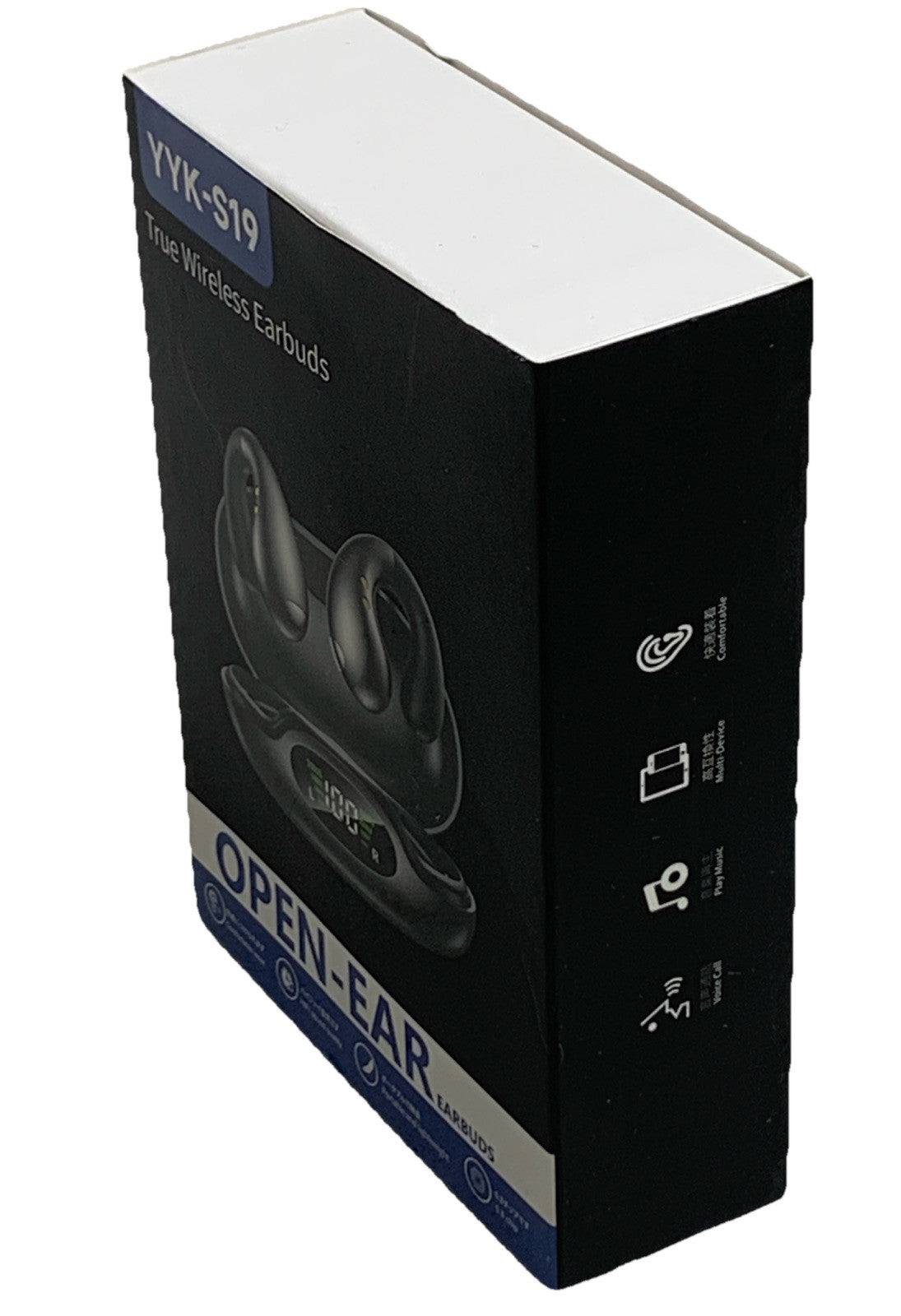 Open Ear Clip On Headphones Bluetooth 5.3 Wireless Earbuds YYK-S19 4HD Mic Black