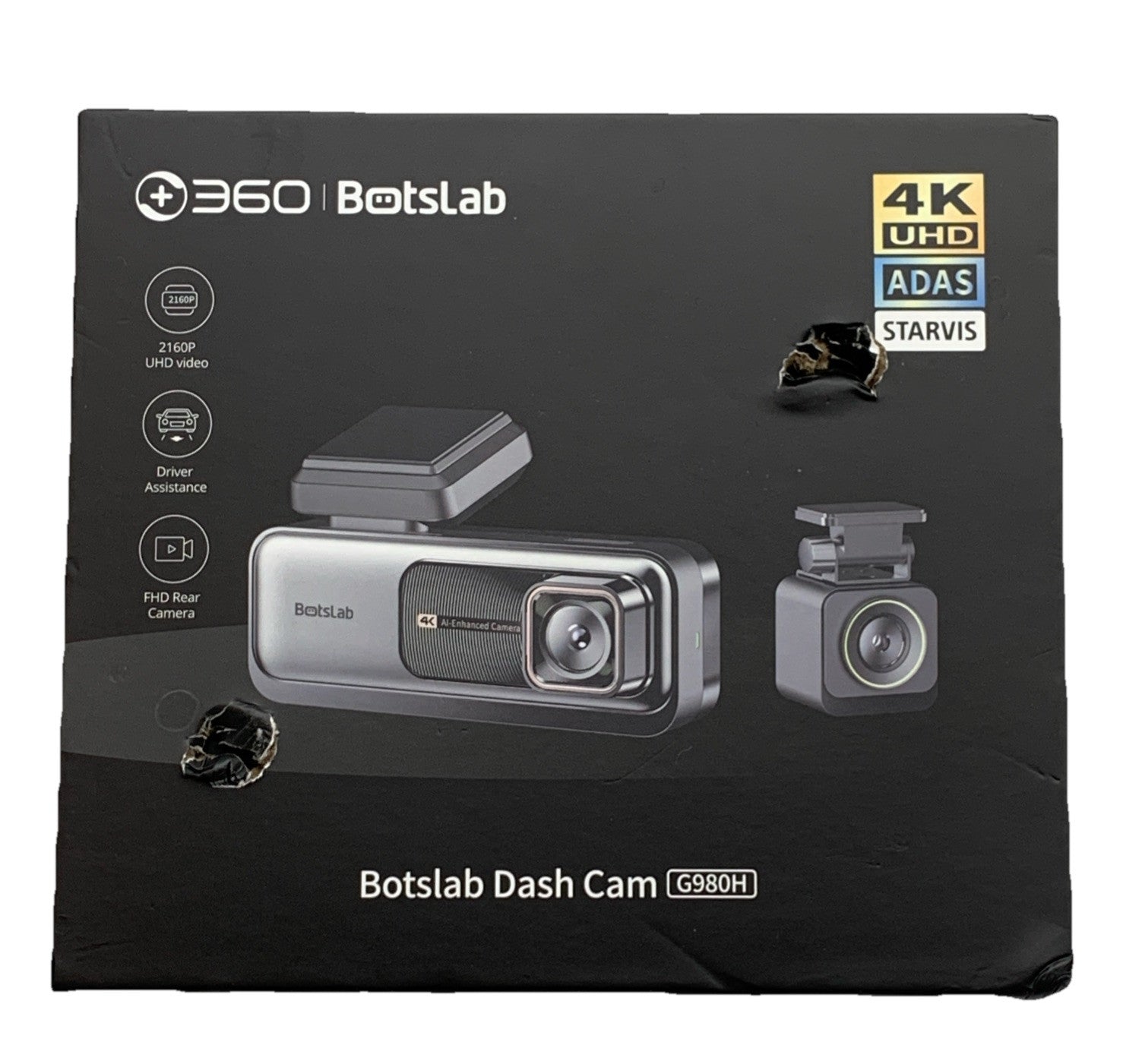 4K Dash Cam Front and Rear, Botslab; Ultra Wide with ADAS, Night Vision. G980H