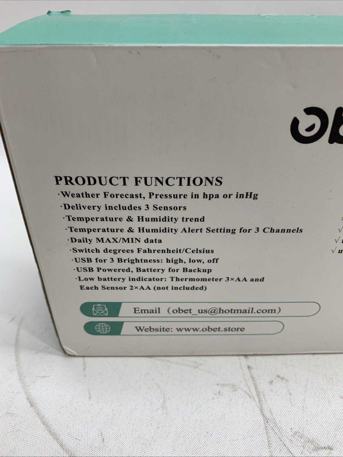 Obet Weather Station Wireless Indoor Outdoor Thermometer with 3 Sensors, Temp